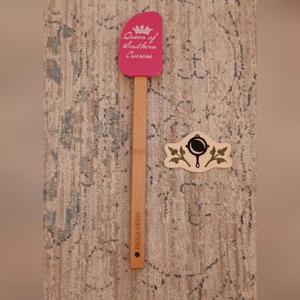 Paula Dean Pink White spatula and Iron On Patch New without Tags